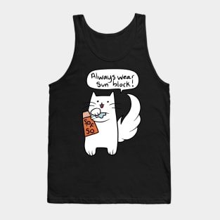 Cat Using Sun Lotion Tank Top